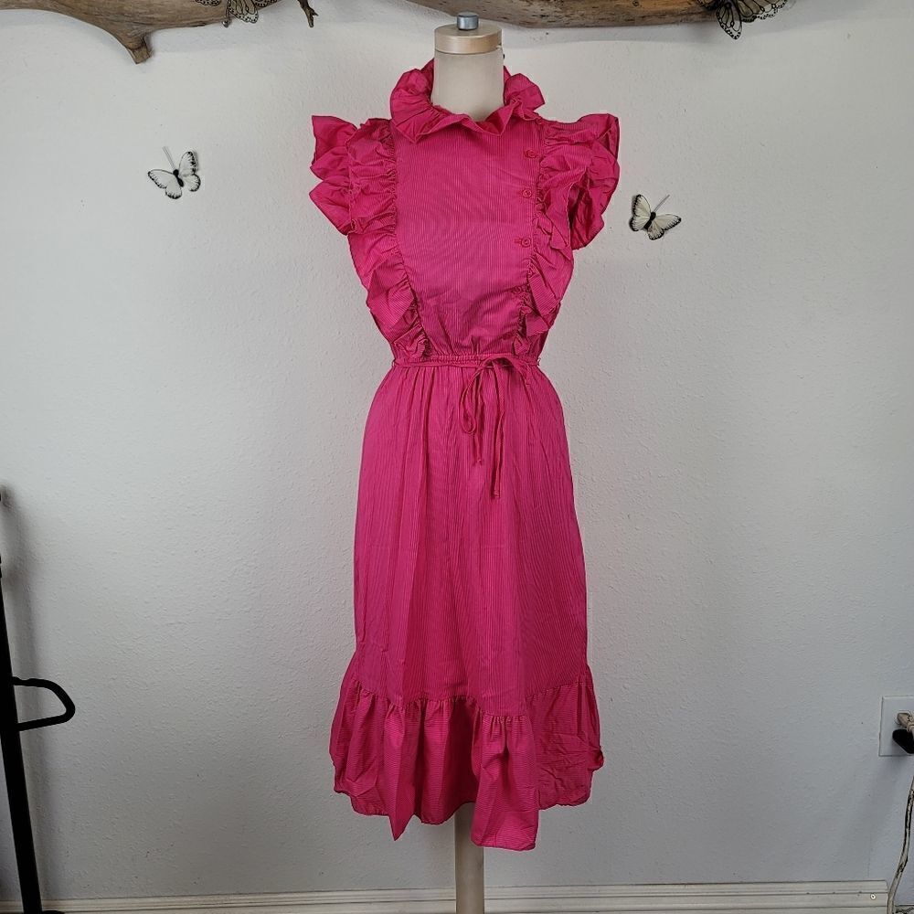 Vintage pumpernickel California pink pinafore dress